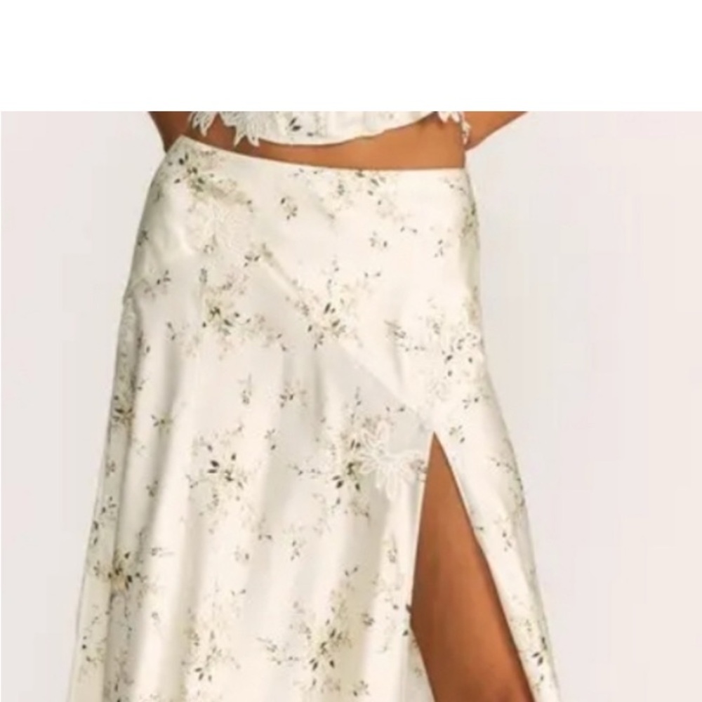 LoveShackFancy Ivory Floral Midi Skirt 0